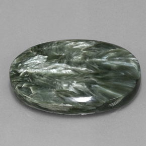 Serafinita Verde natural de 51.91 ct, Corte Óvalo, Opaco