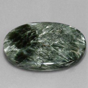 Serafinita verde natural de 59,99 ct, corte óvalo, opaco