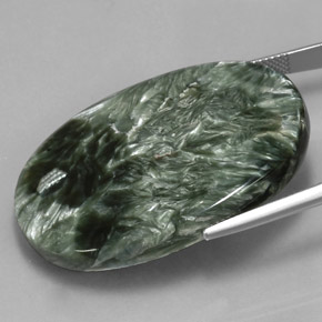 Serafinita verde natural de 59,99 ct, corte óvalo, opaco