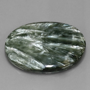 Serafinita verde natural de 54,47 ct, corte óvalo, opaco
