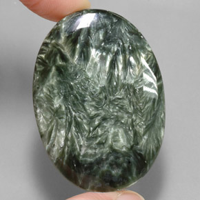 Serafinita Verde natural de 55.55 ct, Corte Óvalo, Opaco