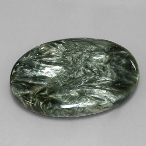 Serafinita Verde natural de 55.55 ct, Corte Óvalo, Opaco