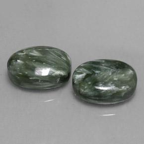 Gemas de serafinita verde natural de 12,97 ct, corte óvalo, opaco