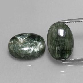 Gemas de serafinita verde natural de 13,29 ct, corte óvalo, opaco
