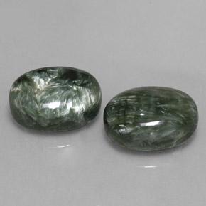 Gemas de serafinita verde natural de 13,29 ct, corte óvalo, opaco