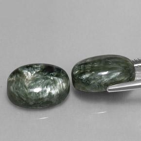 Gemas de serafinita verde natural de 13,29 ct, corte óvalo, opaco