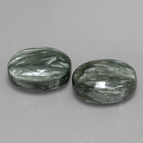 Gemas de Serafinita Verde militar natural de 13.36 ct, Corte Óvalo, Opaco