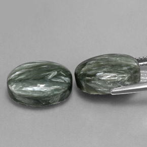 Gemas de Serafinita Verde militar natural de 13.36 ct, Corte Óvalo, Opaco