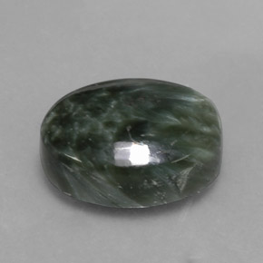 Serafinita verde natural de 7,19 ct, corte óvalo, opaco