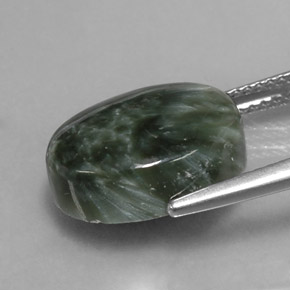 Serafinita verde natural de 7,19 ct, corte óvalo, opaco
