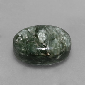 Serafinita Verde natural de 6.42 ct, Corte Óvalo, Opaco