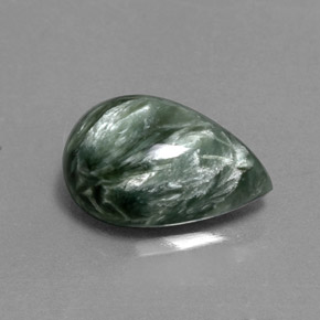 Serafinita Verde natural de 4.54 ct, En forma de pera, Opaco
