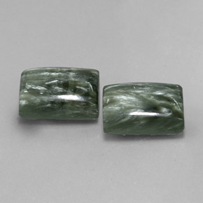 Gemas de serafinita verde natural de  ct, baguette, opaco