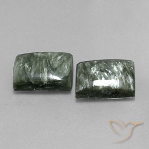 Gemas de Serafinita Verde natural de 15.12 ct, Corte Baguette, Opaco