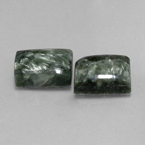 Gemas de serafinita verde natural de 17,39 ct, baguette, opaco