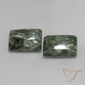 Gemas de Serafinita Verde natural de 14.60 ct, Corte Baguette, Opaco