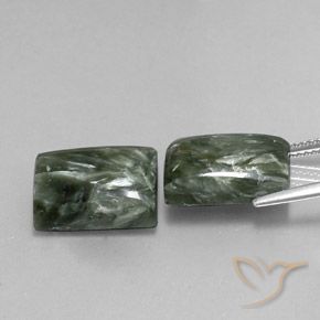 Gemas de Serafinita Verde natural de 14.60 ct, Corte Baguette, Opaco