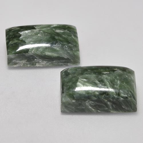 Gemas de serafinita verde natural de 15,38 ct, baguette, opaco