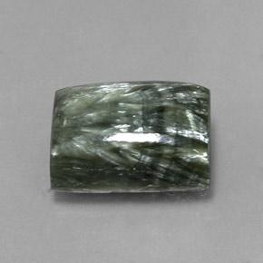 Serafinita verde natural de 9,33 ct, baguette, opaco
