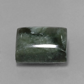 Serafinita Verde oscuro natural de 10.06 ct, Corte Baguette, Opaco