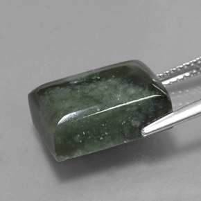 Serafinita Verde oscuro natural de 10.06 ct, Corte Baguette, Opaco