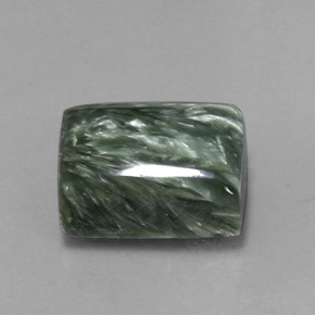 Serafinita verde natural de 8,60 ct, baguette, opaco