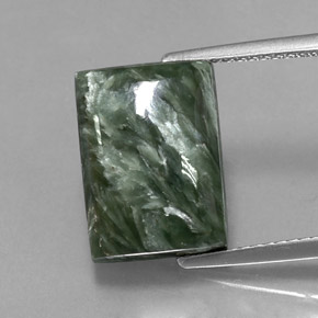 Serafinita Verde natural de 6.90 ct, Corte Baguette, Opaco