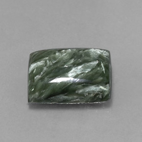 Serafinita Verde natural de 6.90 ct, Corte Baguette, Opaco