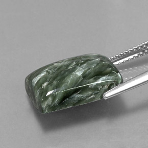 Serafinita Verde natural de 6.90 ct, Corte Baguette, Opaco