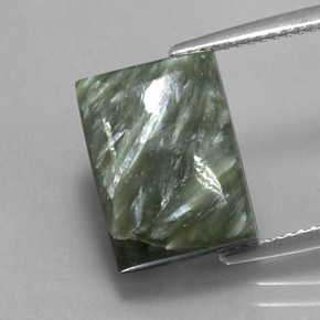 Serafinita Verde natural de 7.85 ct, Corte Baguette, Opaco