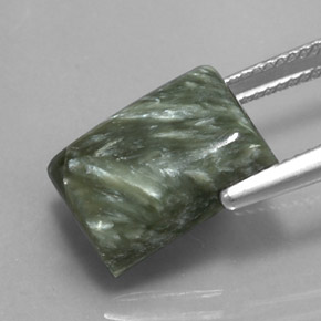 Serafinita Verde natural de 7.85 ct, Corte Baguette, Opaco
