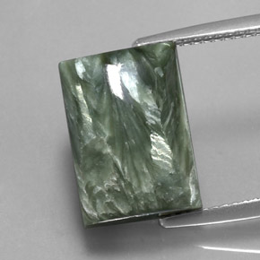 Serafinita verde natural de 9,28 ct, baguette, opaco