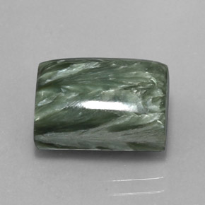 Serafinita verde natural de 9,28 ct, baguette, opaco