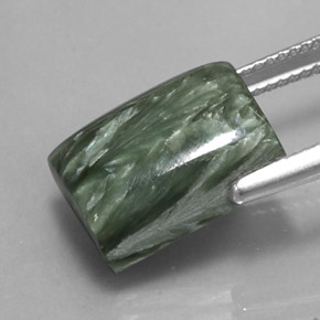 Serafinita verde natural de 9,28 ct, baguette, opaco