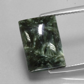 Serafinita verde natural de 9,10 ct, baguette, opaco
