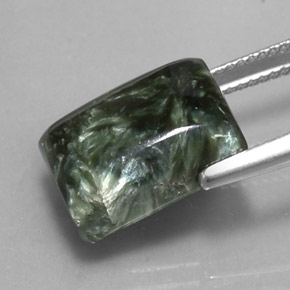 Serafinita verde natural de 9,10 ct, baguette, opaco