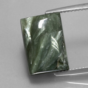 Serafinita verde natural de 8,45 ct, baguette, opaco