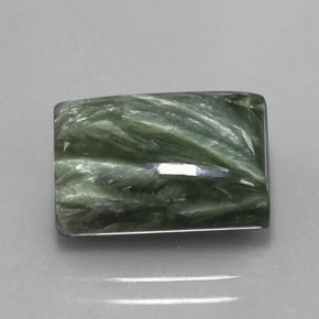 Serafinita verde natural de 8,45 ct, baguette, opaco
