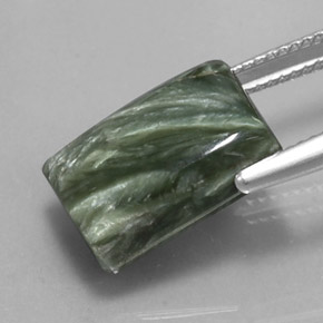 Serafinita verde natural de 8,45 ct, baguette, opaco