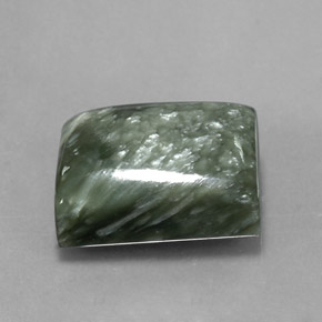 Serafinita Verde natural de 9.43 ct, Corte Baguette, Opaco