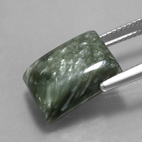 Serafinita Verde natural de 9.43 ct, Corte Baguette, Opaco