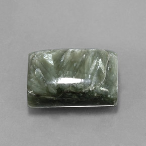 Serafinita verde natural de 7,63 ct, baguette, opaco