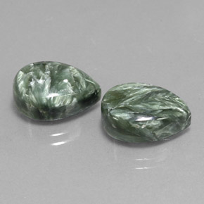 Gemas de serafinita verde natural de 11,17 ct, en forma de pera, opaco