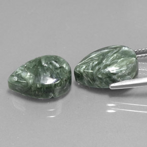 Gemas de serafinita verde natural de 11,17 ct, en forma de pera, opaco