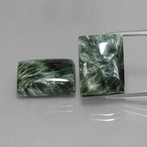 Gemas de Serafinita Verde oscuro natural de 21.79 ct, Corte Baguette, Opaco