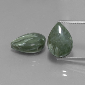 Gemas de serafinita verde natural de 10,07 ct, en forma de pera, opaco