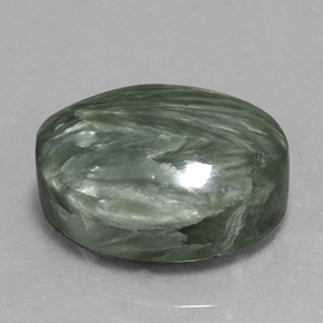 Serafinita Verde natural de 10.36 ct, Corte Óvalo, Opaco