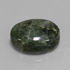 Serafinita verde natural de 9,33 ct, corte óvalo, opaco