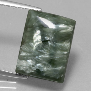 Serafinita Verde natural de 10.46 ct, Corte Baguette, Opaco