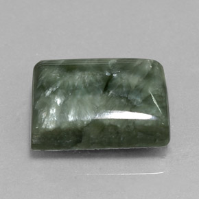 Serafinita Verde natural de 10.46 ct, Corte Baguette, Opaco